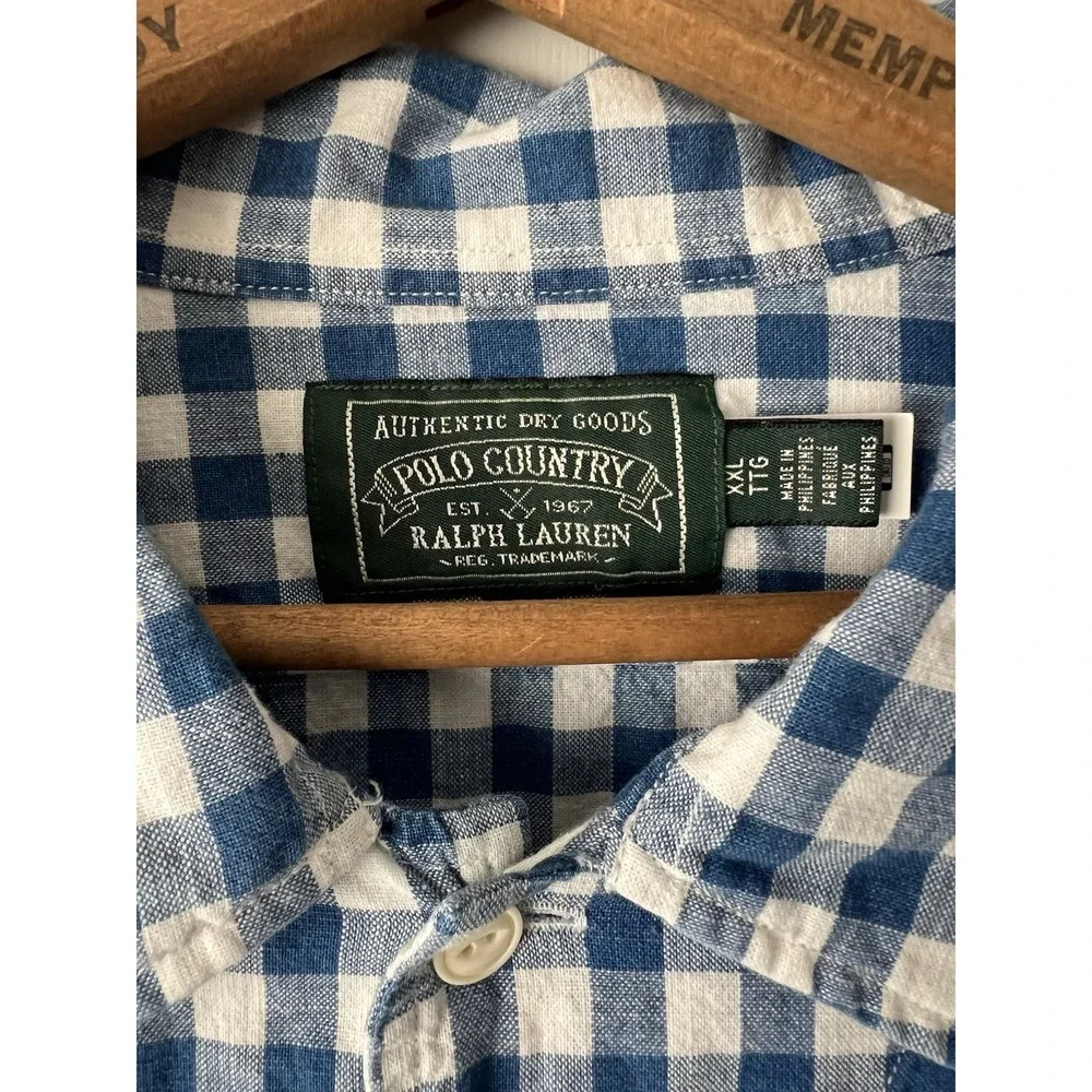 Polo Ralph Lauren Polo Country Workshirt XXL Blue Gingham Classic Fit Cotton